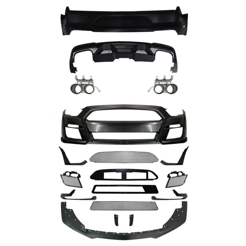Facelift 2018 2019 2020 Ford Mustang GT500 Style Front Rear Bumper Body Kit