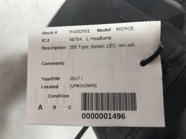IMG_2275 2015-2018 MERCEDES-BENZ C-CLASS LEFT DRIVER-SIDE LED HEADLIGHT 2058204061 OEM