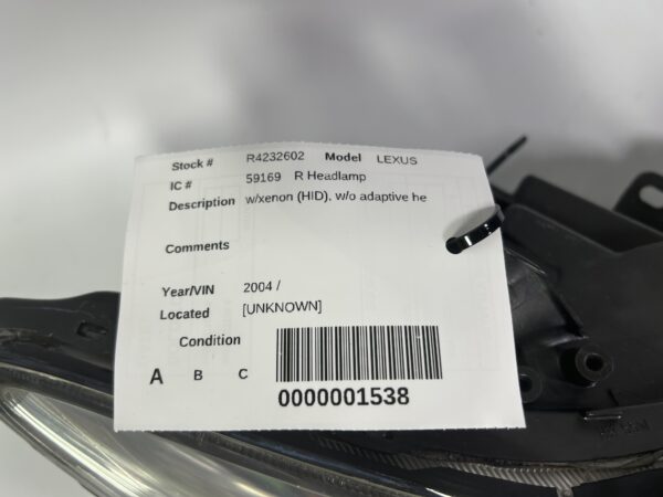 IMG_3282 04-06 LEXUS RX330 PASSENGER SIDE FRONT RIGHT HEADLIGHT With Xenon 811100E020 OEM