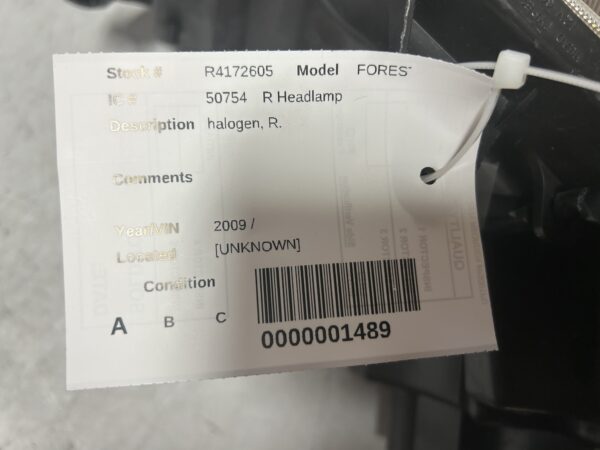 Subaru Forester 2009-2013 Right Side Halogen Headlight OEM 114-50754R