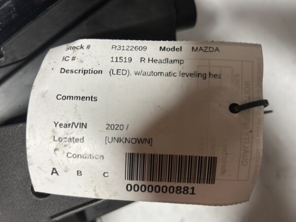 IMG_E2808 2020-2022 Mazda CX-30 CX30 Right Passenger Side Headlight DGJ1-51030 OEM