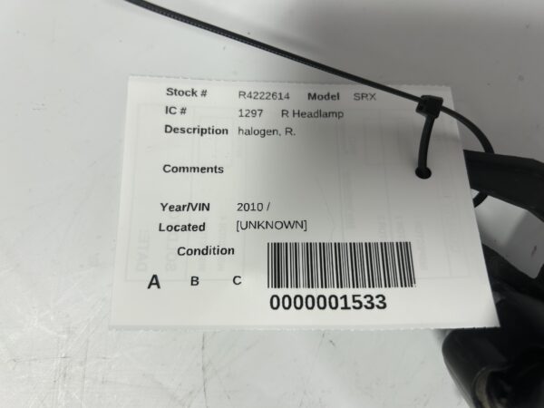 IMG_E3289 10-13 CADILLAC SRX RIGHT PASSENGER SIDE HEADLIGHT LAMP HALOGEN 22853873 OEM