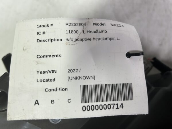 IMG_E3327 2022-2024 MAZDA CX-5 NON ADAPTIVE LED HEADLIGHT LEFT SIDE KPF151041A OEM