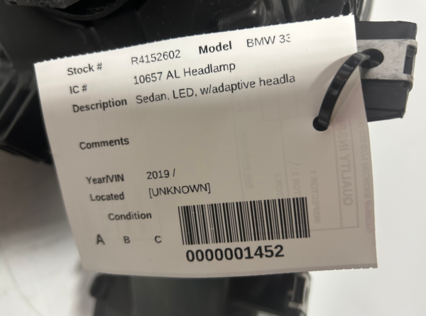 2019-2021 BMW 3 Series G20 LED Headlight Left Side OEM 63118496159